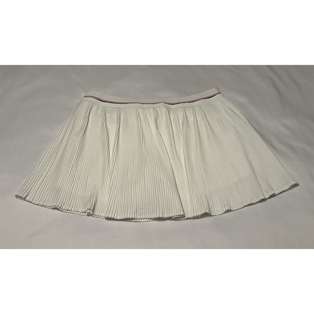 Lululemon Logo-Waist Micro-Pleat Mid-Rise Tennis Skirt Long Size XL 15"
